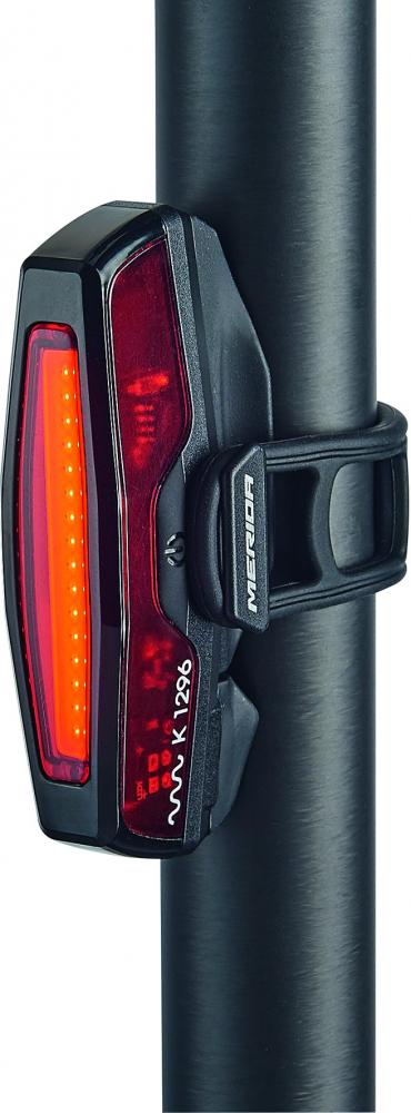 Merida Rücklicht Aero schwarz, für runde Sattelstützen, StVZO zugelassen, USB-Akku, werkzeuglose Montage