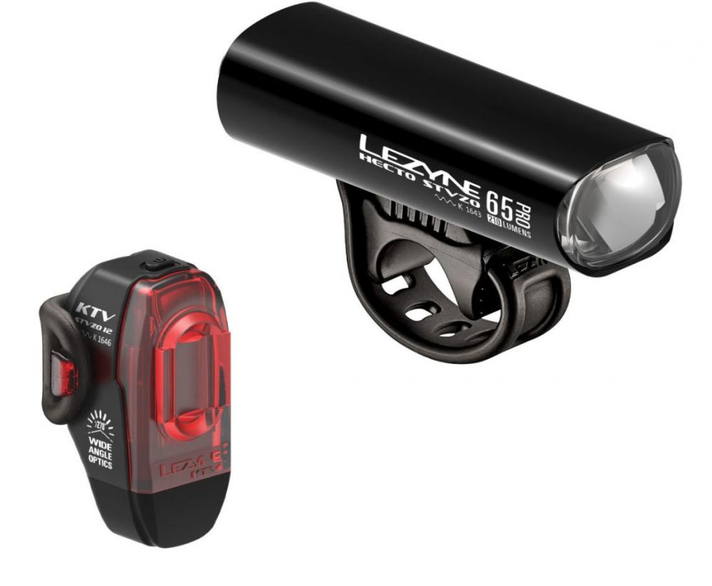 Lezyne Beleuchtungs-Set Hecto Pro 65 + KTV StVZO (vorne 65 Lux/200 lm, 3 Modi, hinten&#8239;11&#8239;lm USB, IPX7, CNC-Alu, Akku)