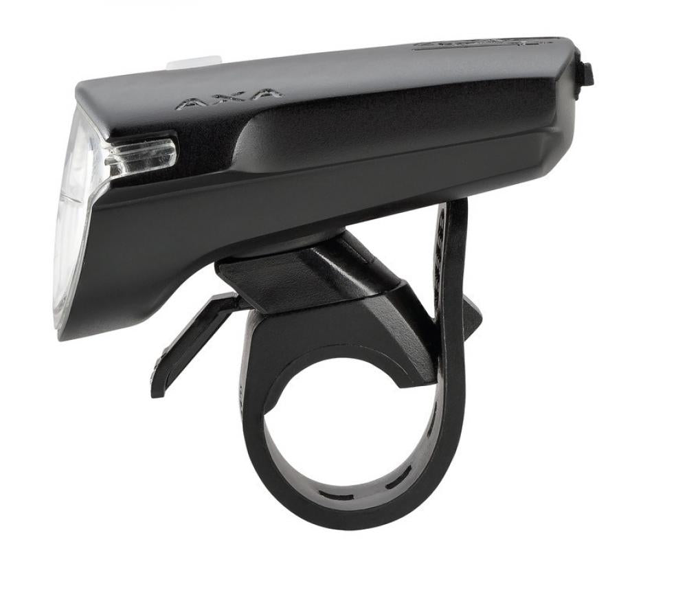 AXA Scheinwerfer Greenline 40 schwarz 40 Lux StVZO zugelassen, inkl. Halterung, USB wiederaufladbar, kompakt und spritzwassergeschützt für sicheres Fahren