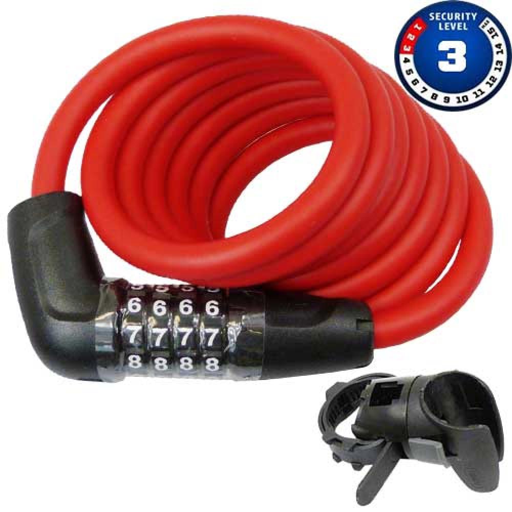 Abus Spiralkabelschloss Numero 5510 Combi L 180 cm D 10 mm SCMU rot