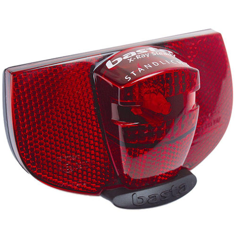 AXA RAY Steady LED-Rücklicht, Standlicht, Dynamo, 50 mm Gepäckträger-Montage, robust, schwarz/rot