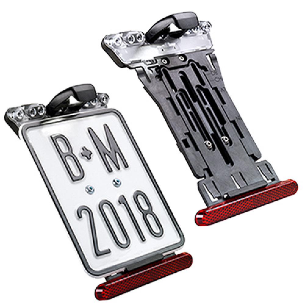 Busch & Müller Kennzeichenhalter E-Bike, mit Rücklicht, Bremslicht, Kennzeichenbeleuchtung, Reflektor, für S-Pedelecs bis 45&#8239;km/h, 5,560&#8239;V, schwarz