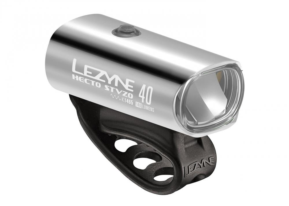 Lezyne Front Scheinwerfer LED Hecto STVZO 40 Lumen 2 Modi Akku silber glänzend