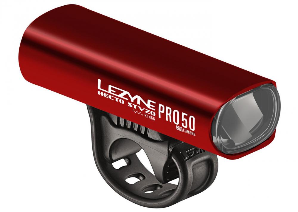 Lezyne Front Scheinwerfer LED weiß Hecto Pro 50  3 Modi StVZO Akku rot glänzend