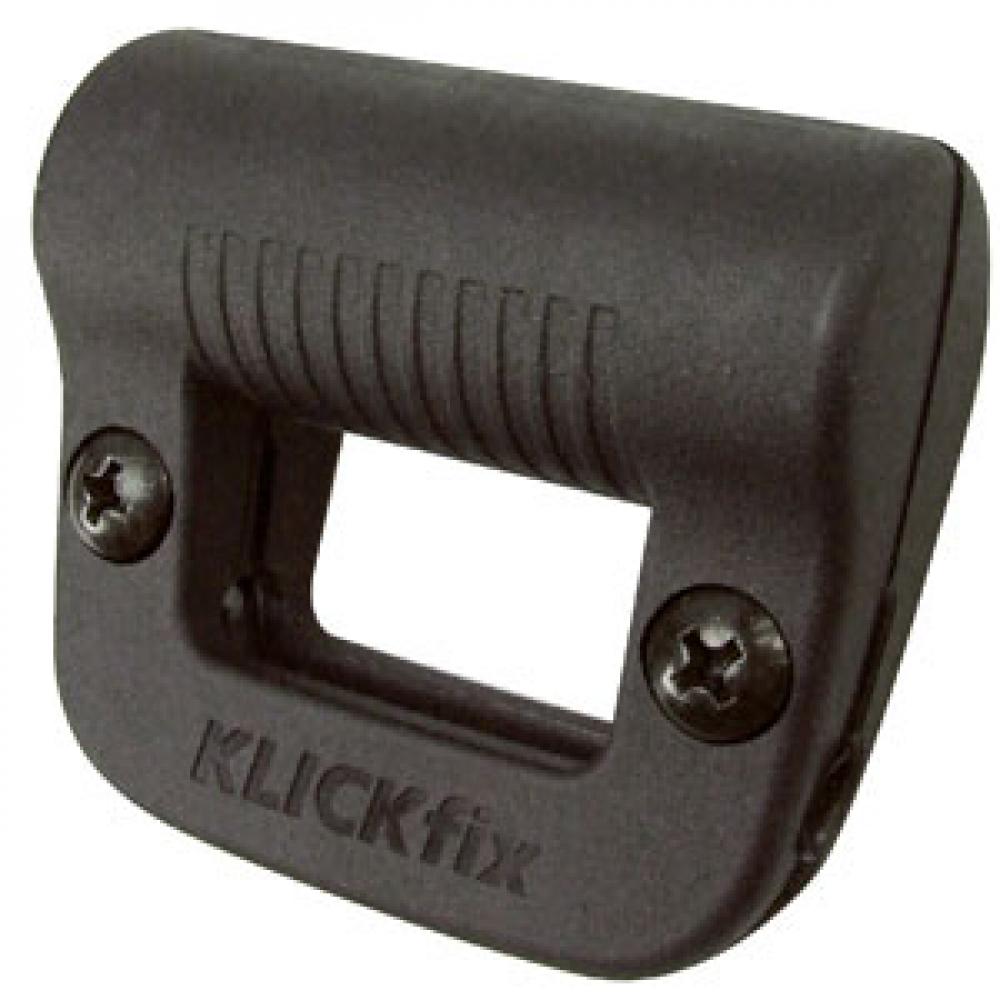 KLICKfix Light Clip  Praktischer Kunststoffhalter zur Befestigung von Batterie- und Akkuleuchten am Fahrradkorb, verhindert verdecktes Frontlicht, einfache Montage, Ø 24 mm, Farbe Schwarz