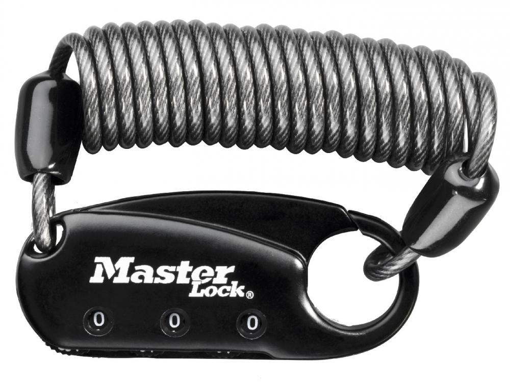 Master Lock Spiralkabelschloss Karabiner 1551 3x900 mm schwarz