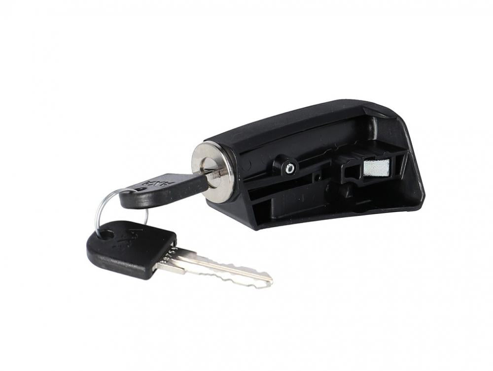 AXA Akkuschloss Yamaha Downtube, Rahmenschloss mit 2 Schlüsseln, schwarz, passend für Yamaha E-Bike Rahmenakkus, inkl. Halteplatte und Schrauben
