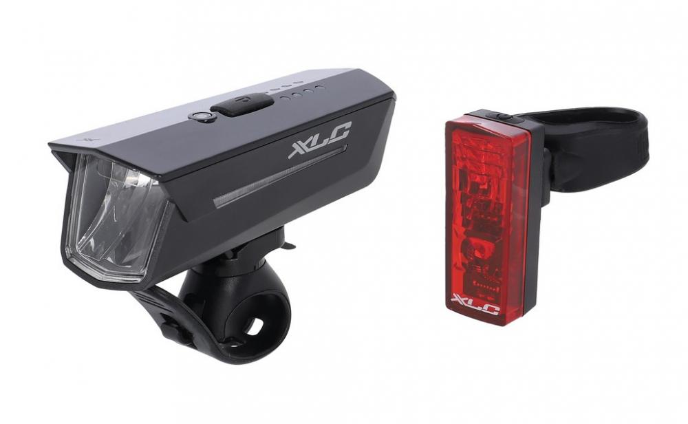 XLC PROXIMA+ CL-S24+ Fahrrad-LED-Lichtset: Frontlicht 15/30/60 Lux, Osram LEDs, IP44; Rücklicht mit StopTech-Funktion, StVZO-konform