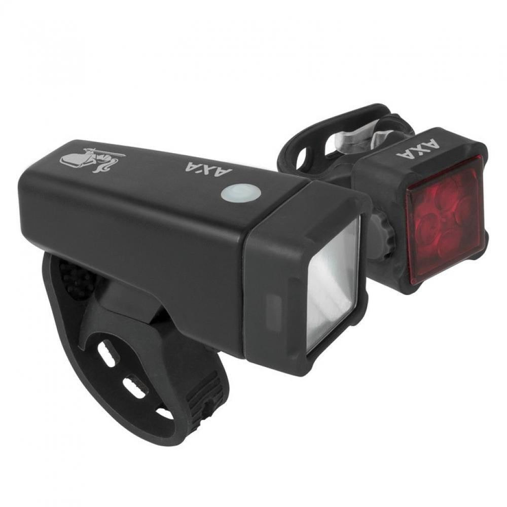 Axa LED-Akkuscheinw. Set  Niteline T4-R USB inkl. Rücklicht Niteline schwarz