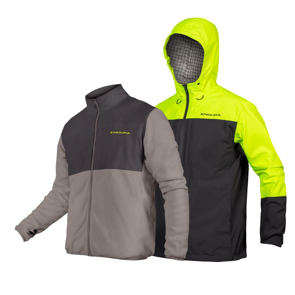 Endura Hummvee 3-in-1 wasserdichte Jacke neon-gelb XS - vielseitige Radjacke mit herausnehmbarer Isolationsschicht, wasserdicht, atmungsaktiv, sichtbar und robust