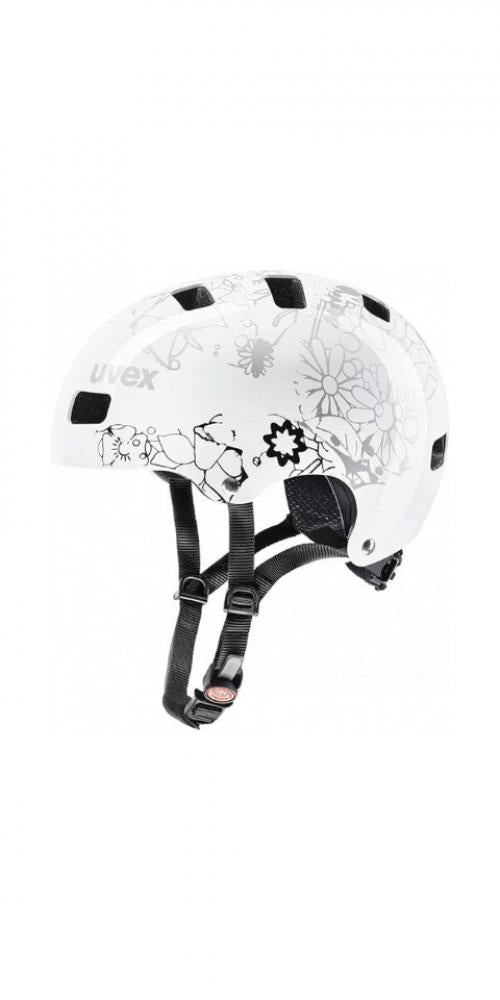 Uvex Kid 3 - Kinder Fahrradhelm Dirtbike White Flower Black 51-55 cm - Robuster Hartschalenhelm mit optimaler Belüftung, verstellbarem IAS-System und hoher Sicherheit für junge Radfahrer