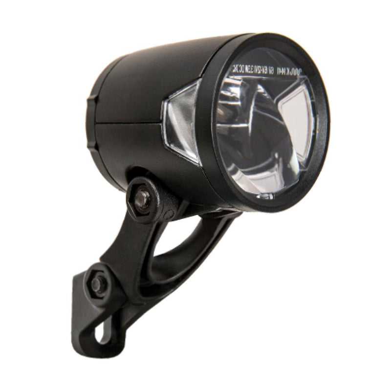 Herrmans H-Black MR8 E-Bike Frontscheinwerfer, 180 Lumen, exzellente Nahfeldausleuchtung, seitliche Lichtauslässe, 6-12V DC, StVZO-zugelassen, schwarz