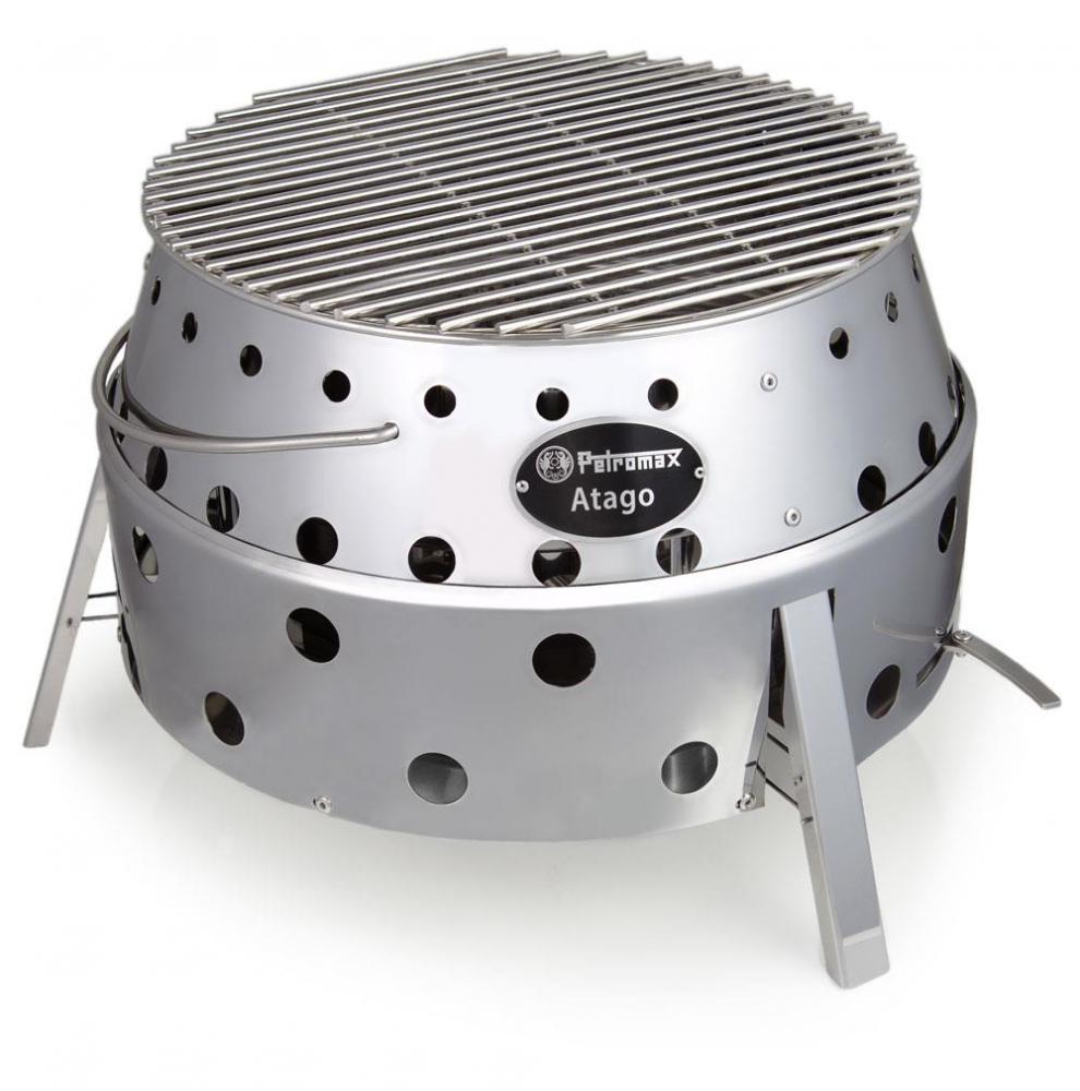 Petromax Atago 4-in-1 Edelstahl Grill, Feuerschale, Ofen & Herd, klappbar, Ø34 cm Grillrost, robust, extrem hitzebeständig, ideal für Camping & Outdoor-Kochen