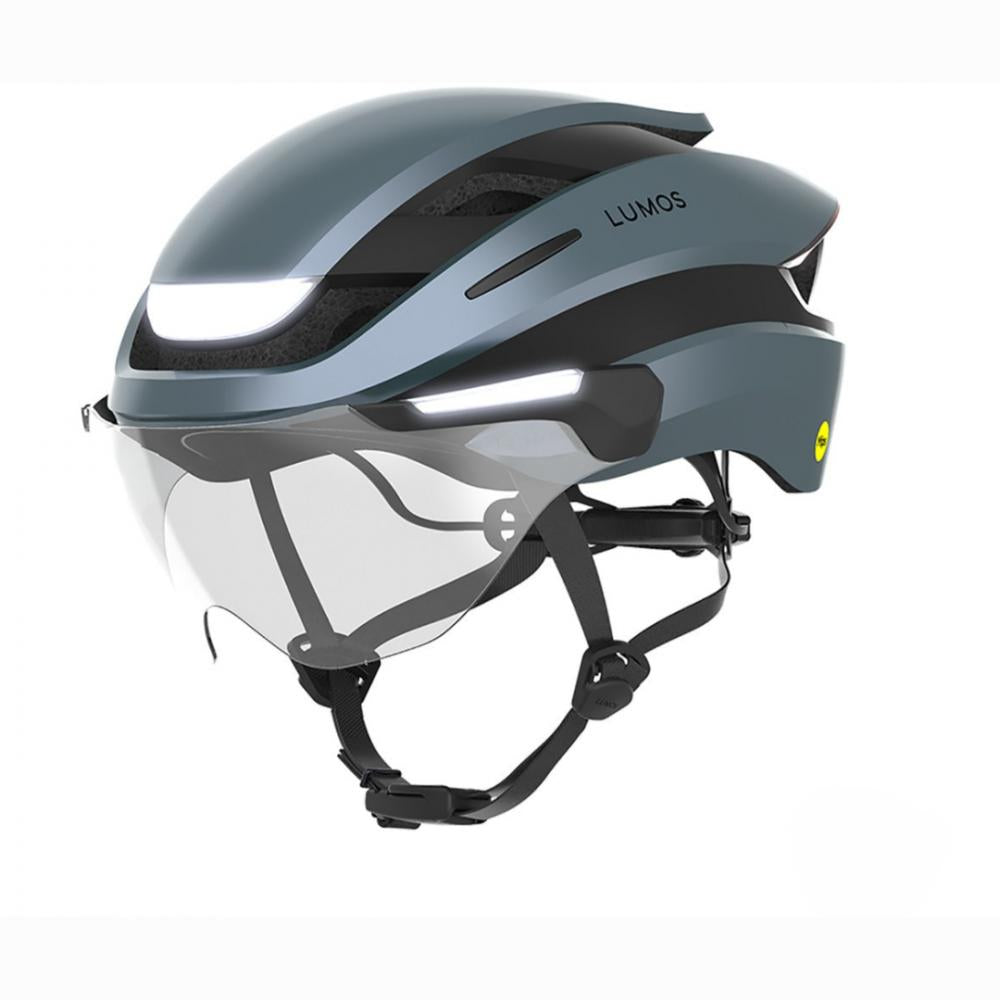 Lumos Ultra E-Bike MIPS Helm Space Blue M/L, Integrierte COB-LEDs, Blinker, Bremslicht, MIPS, Visier