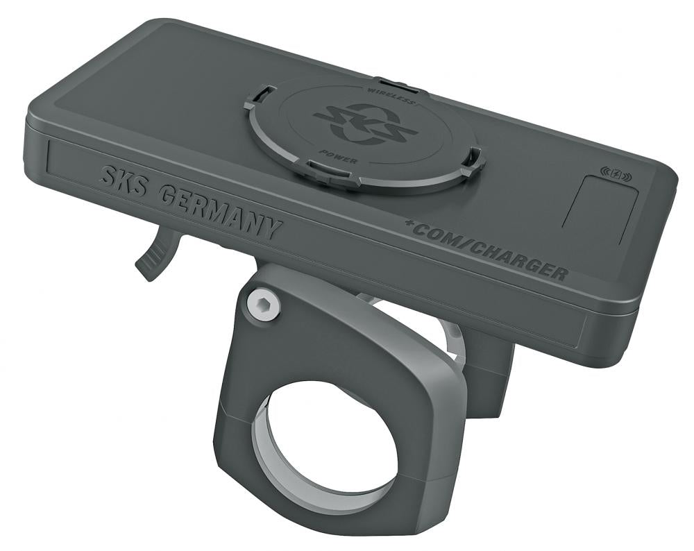 SKS COMPIT+ Power: Smartphone-Halterung mit 10.000 mAh Powerbank, kabellosem Laden, Fast Charging, für Lenker Ø 22,235 mm, ideal für E-Bikes mit Mitteldisplay