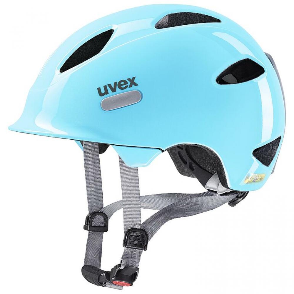 uvex oyo Kinder-Fahrradhelm cloud blue/grey 50-54 cm  In-Mold-Technologie, uvex xTRA Shield, KID PROtect, IAS-System, 10 Belüftungsöffnungen, optionales Plug-in LED