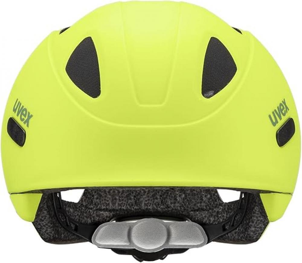 uvex Oyo - Kinder-Fahrradhelm 45-50 cm - leichte Bauweise - Größenanpassung - erweiterbar mit LED - Schutzpolster - neon yellow-moss green matt