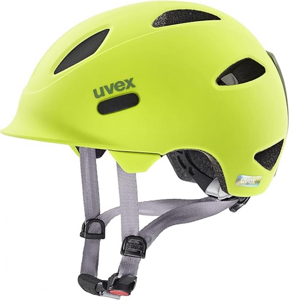 uvex Oyo Kinder-Helm neon yellow-moss green 50-54 cm - Inmould-Technologie, uvex xTRA Shield, KID PROtect Pad, IAS-System, 10 Belüftungen, optional LED