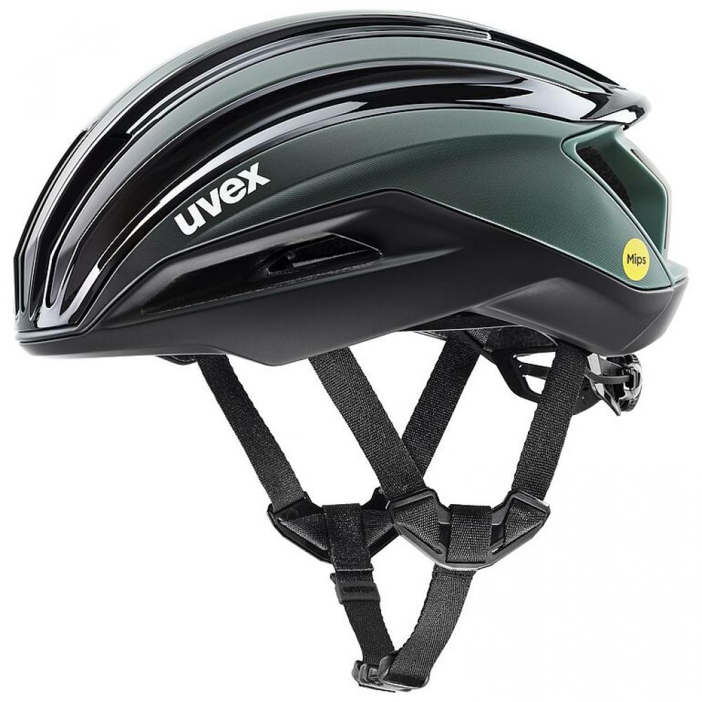 Uvex Surge Aero MIPS - Rennradhelm mit Aero-Cover, MIPS-Schutz, 3D-IAS-Anpassung, Brillengarage, 16 Belüftungen - black-sage green matt 53-56cm