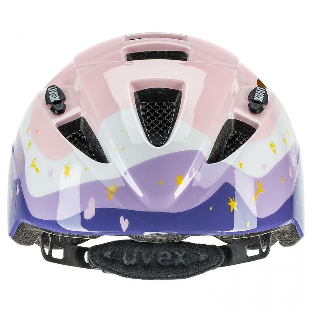 Uvex Kid 2 Princess Kinder-Fahrradhelm, leicht (190g), Inmould-Technologie, verstellbar (46-52 cm), 8 Belüftungsöffnungen, reflektierende Elemente, optionales LED-Licht, pinkes Prinzessin-Design