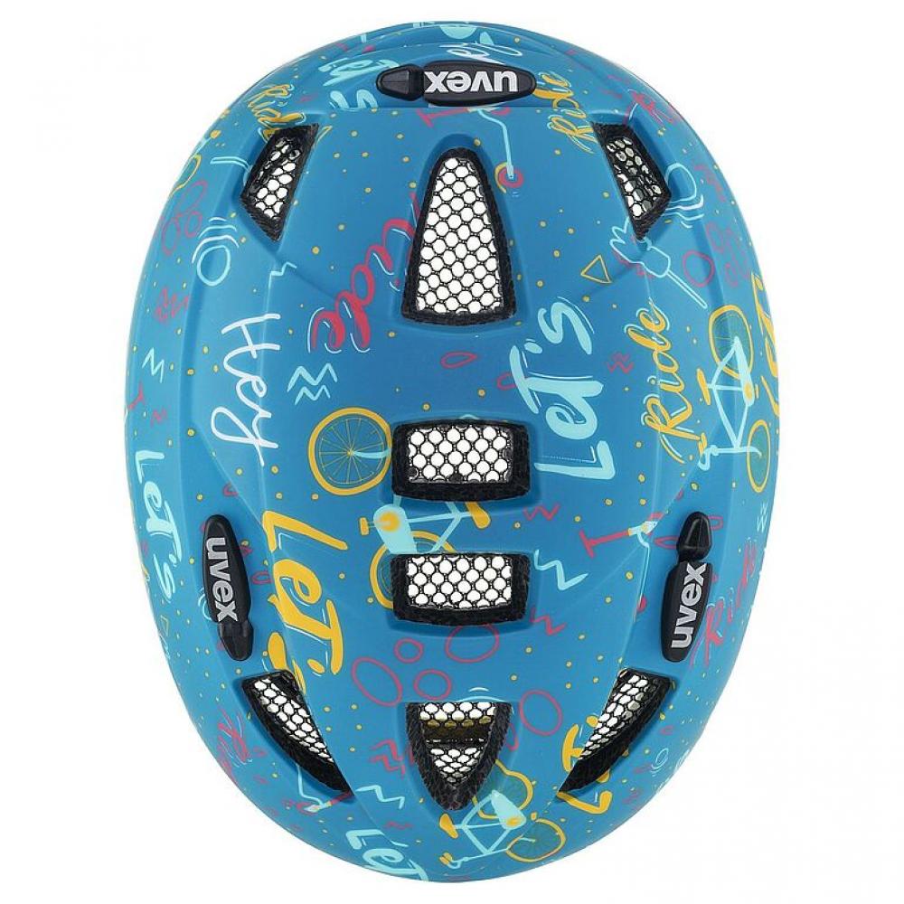 uvex Kid 2 cc Kinderhelm  Leichtgewicht mit Inmould-Technologie, EPS-Innenschicht, schlagfester Polycarbonat-Außenschale, IAS-Größenanpassung, 8 Belüftungsöffnungen, optionales LED-Licht, Design "let's ride", Größe 46-52 cm