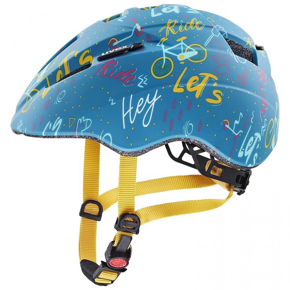 uvex Kid 2 cc Kinderhelm  Leichtgewicht mit Inmould-Technologie, EPS-Innenschicht, schlagfester Polycarbonat-Außenschale, IAS-Größenanpassung, 8 Belüftungsöffnungen, optionales LED-Licht, Design "let's ride", Größe 46-52 cm