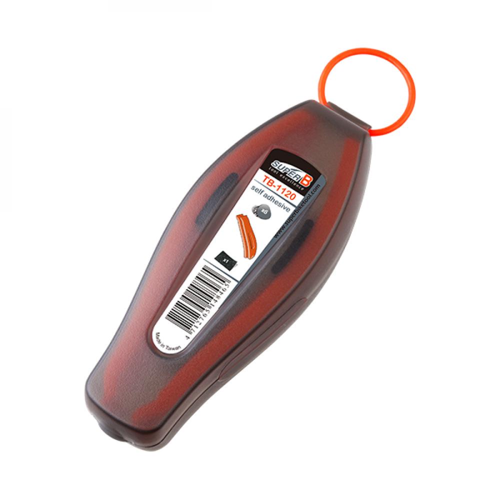 Super B Flickzeug-Set TB-1120, 6 selbstklebende Flicken, 2 Reifenheber, Sandpapier, kompakte Box mit Ringanhänger&#8203;