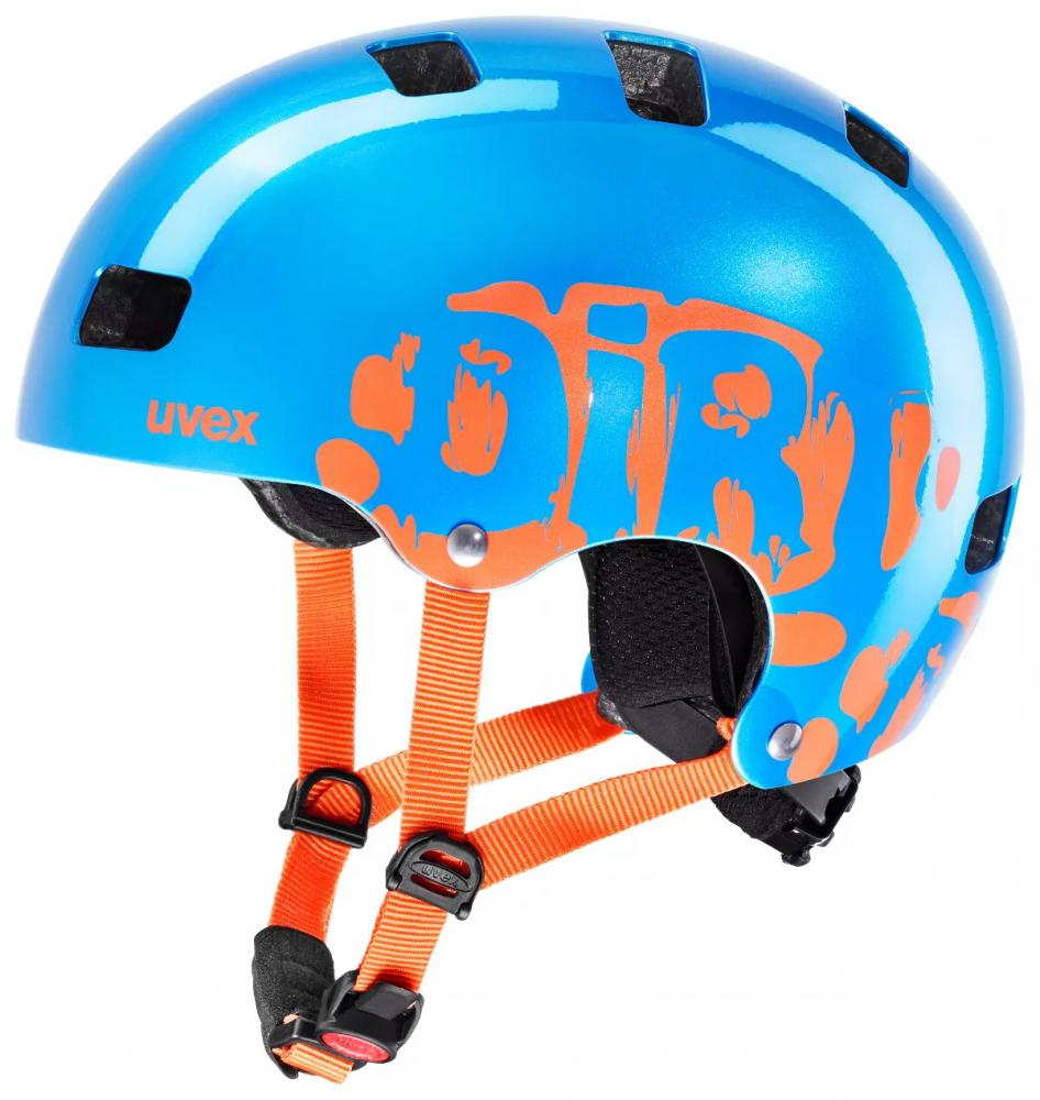 UVEX Kid 3 Kinderfahrradhelm, dirtbike blue orange, Größe M-L (55-58 cm), für Fahrrad, Scooter, Inliner und Skateboard