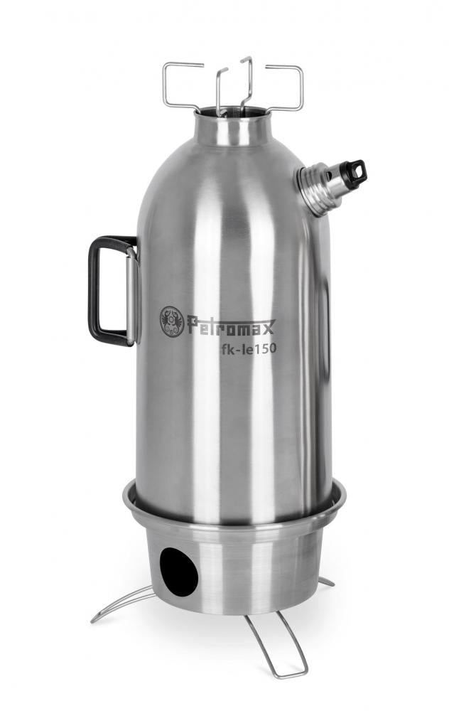 Petromax Feuerkanne Edelstahl 1,5 l  Autarker Outdoor-Wasserkocher mit Doppelwand, schneller Erhitzung durch Kamineffekt, ideal für Camping und Trekking