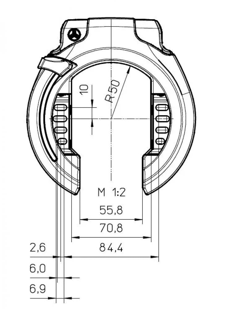 Trelock RS 453 Rahmenschloss PROTECT-O-CONNECT AZ, schwarz, Sicherheitsstufe 13, für Reifen bis 72 mm, erweiterbar mit Ketten/Kabeln