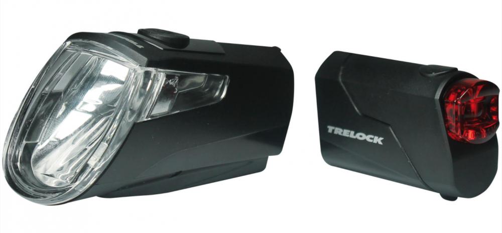 Trelock LED-Akku-Leuchten Set I-go Eco LS 360/ 720 schwarz mit Halter 25 Lux STVZO