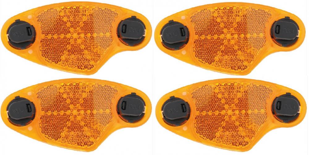 Busch & Müller Speichenreflektoren 309V, 4 Stück, unverlierbar, orange, 97 mm Länge, drehbare Kunststoffbefestigung, StVZO-zugelassen, für alle Radgrößen