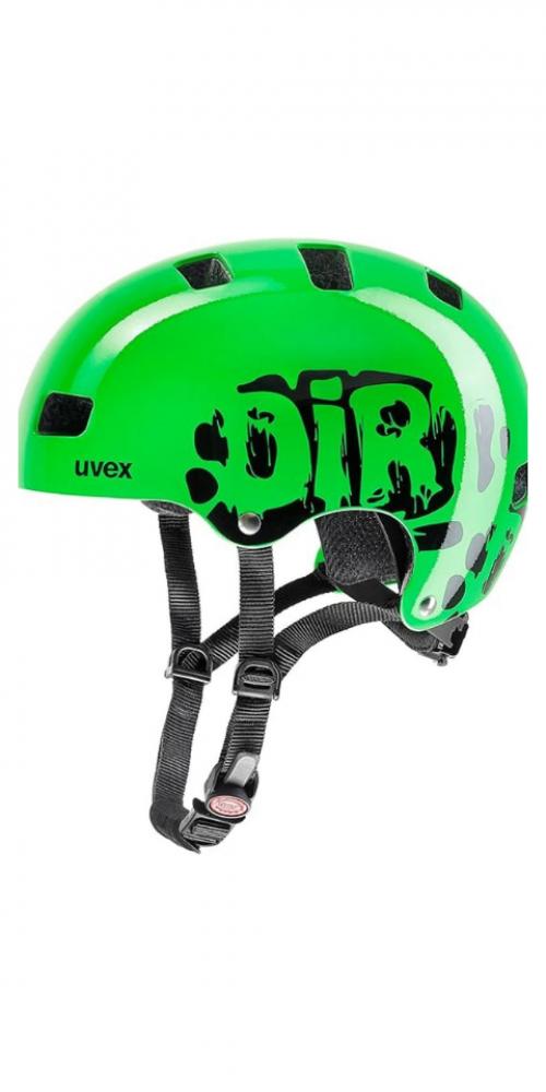 Uvex Kid 3 Fahrradhelm 51-55 cm - Dirtbike Green - robuster Hartschalenhelm mit optimaler Belüftung, IAS-Größenanpassung, FAS-Gurtband und Monomatic-Verschluss für sicheren Sitz