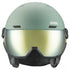 UVEX Wanted Visor - robuster Skihelm mit integriertem Visier - optimaler Schutz für Damen und Herren - effiziente Belüftung - Oxid Green matt - Größe 58-61 cm