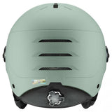 UVEX Wanted Visor - robuster Skihelm mit integriertem Visier - optimaler Schutz für Damen und Herren - effiziente Belüftung - Oxid Green matt - Größe 58-61 cm