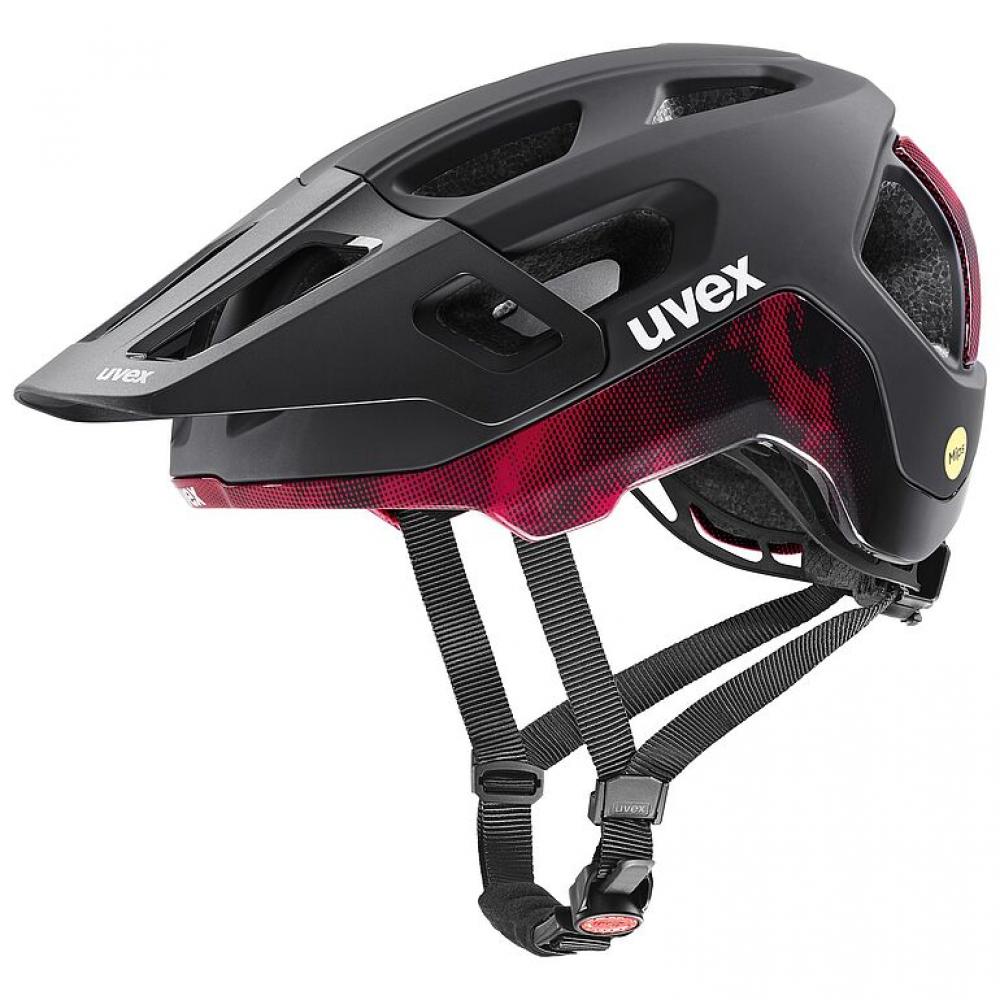 uvex React MIPS MTB-Helm black-ruby red matt 59-61 cm - MIPS, IAS 3.0, EN 1078, waschbares Polster
