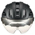 Uvex Stride Visor Fahrradhelm black matt 53-56 cm mit litemirror silver Visier, LED-Licht & Z-Lok-Halterung