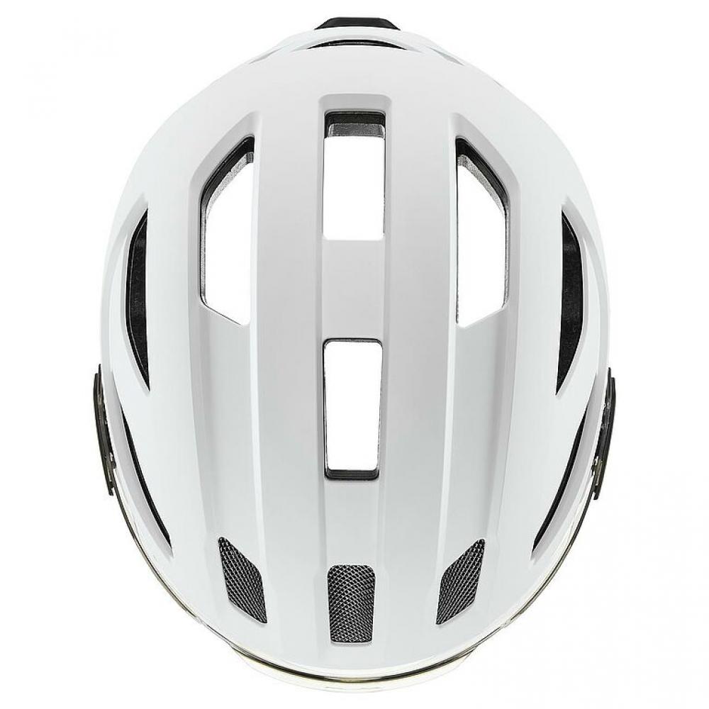 uvex stride visor Fahrradhelm white matt 56-59cm Visier ltm. silver Cat.1 57% Lichtdurchlässigkeit LED Bajonettverschluss