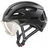 Uvex Stride Visor Fahrradhelm black matt 53-56 cm mit litemirror silver Visier, LED-Licht & Z-Lok-Halterung