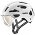 Uvex Stride Visor Fahrradhelm white matt 53-56&#8239;cm - Visier ltm. silver, Cat.1, LED, Hiplok, OTG, UV-Schutz