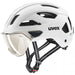 Uvex Stride Visor Fahrradhelm white matt 53-56&#8239;cm - Visier ltm. silver, Cat.1, LED, Hiplok, OTG, UV-Schutz