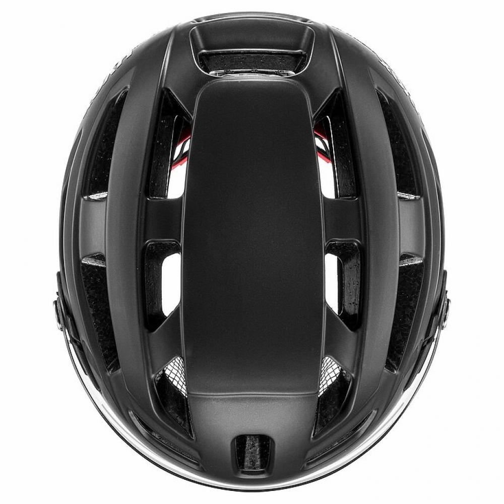 Uvex Finale Visor Fahrradhelm, Black matt, 56-61 cm, mit LED-Licht, Visier Filterkategorie 1, Double Inmould, IAS-System