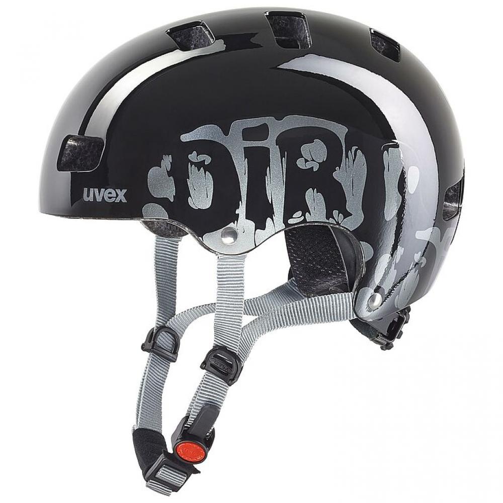 Uvex Kid 3 Kinder-Fahrradhelm Dirtbike Black 51-55 cm - robuster Hartschalenhelm mit IAS-System, Monomatic-Verschluss & 10 Belüftungsöffnungen