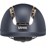 UVEX Suxxeed Chrome Reithelm 54-55cm, navy mat-coral: Eleganter Hartschalenhelm mit glänzendem Chromrahmen, effektiver Belüftung und 3D IAS Größenanpassung für optimalen Komfort