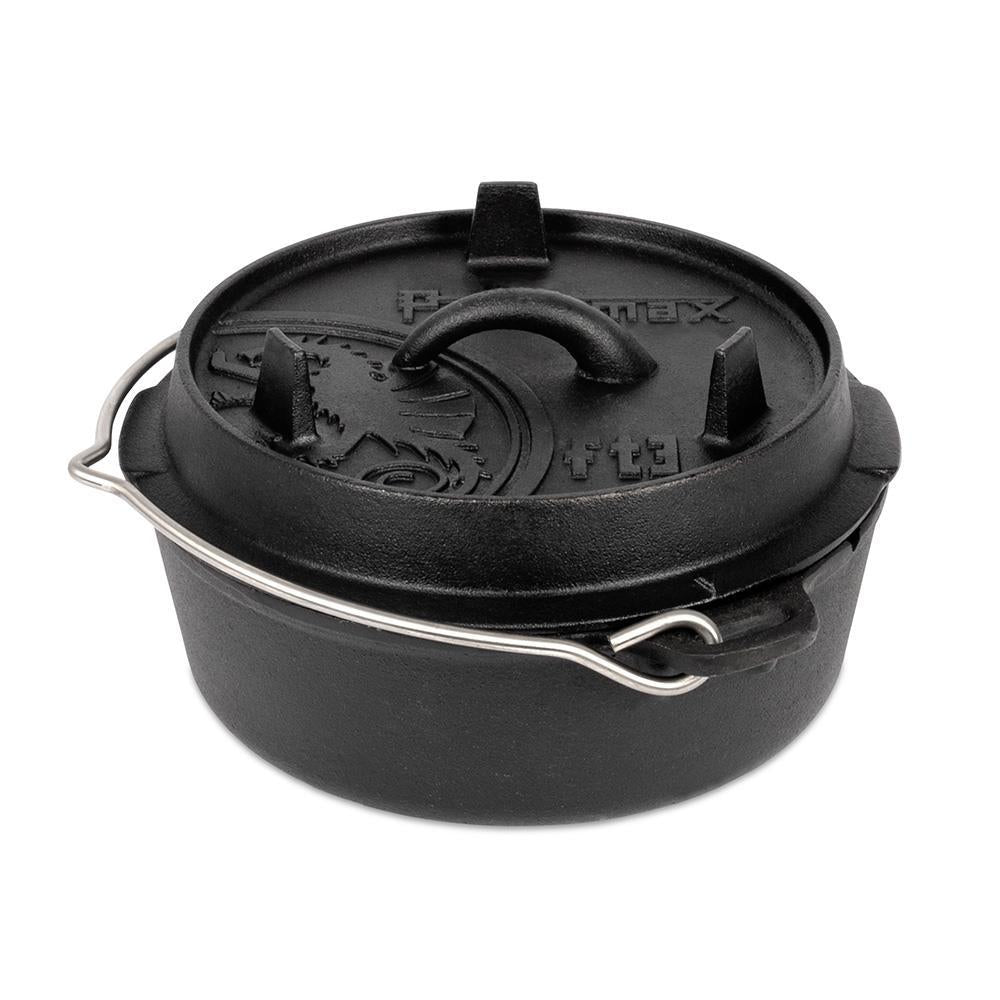 Petromax Feuertopf ft3 ohne Füße, 1,6 l Gusseisen Dutch Oven, planem Boden, Deckel als Pfanne nutzbar, für 1-3 Personen, ideal für Outdoor-Kochen und Backofen