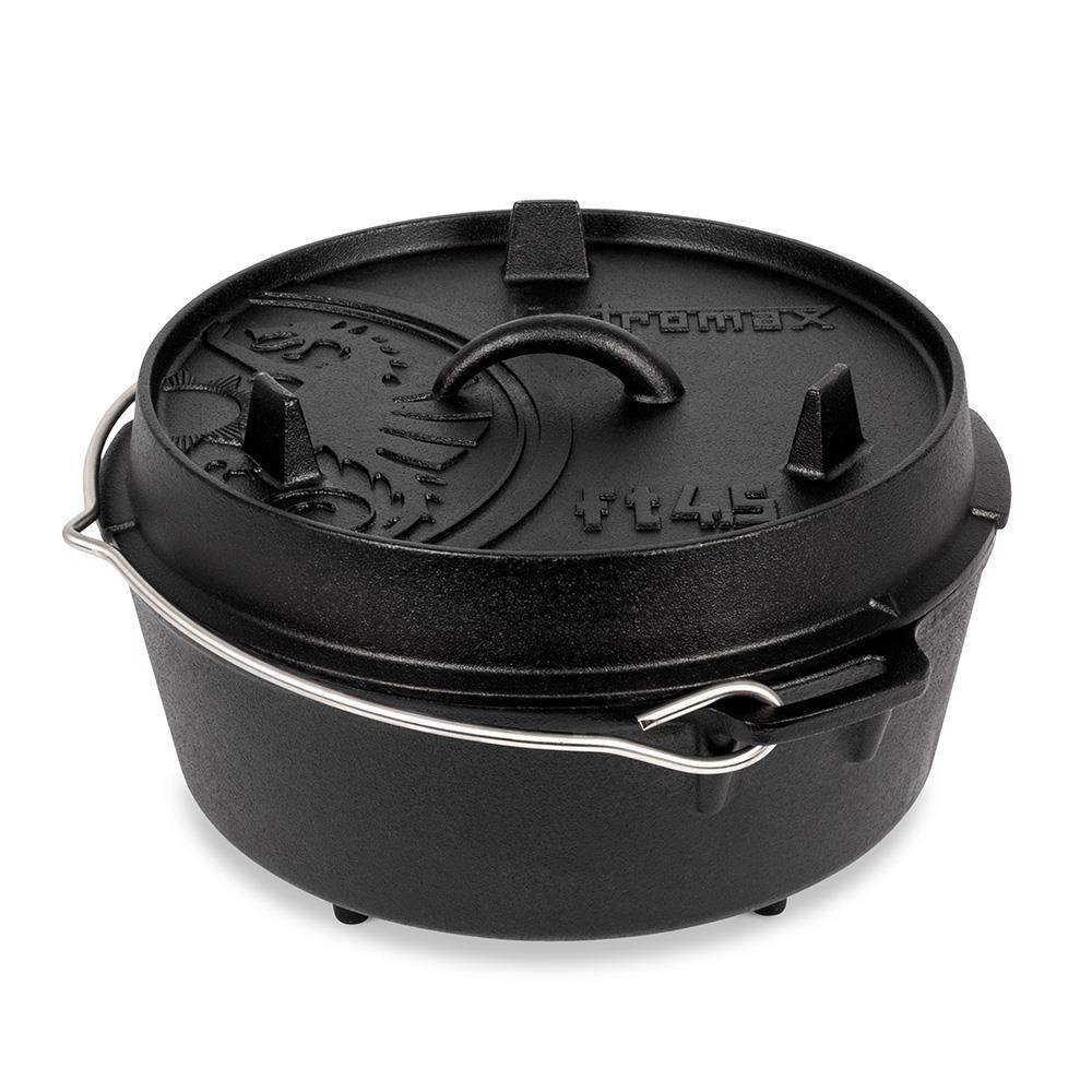 Petromax Feuertopf ft4.5 Gusseisen Dutch Oven 3,5 l mit Füßen für 25 Personen, perfekt für Lagerfeuer, Grill und Backofen, gleichmäßige Hitzeverteilung