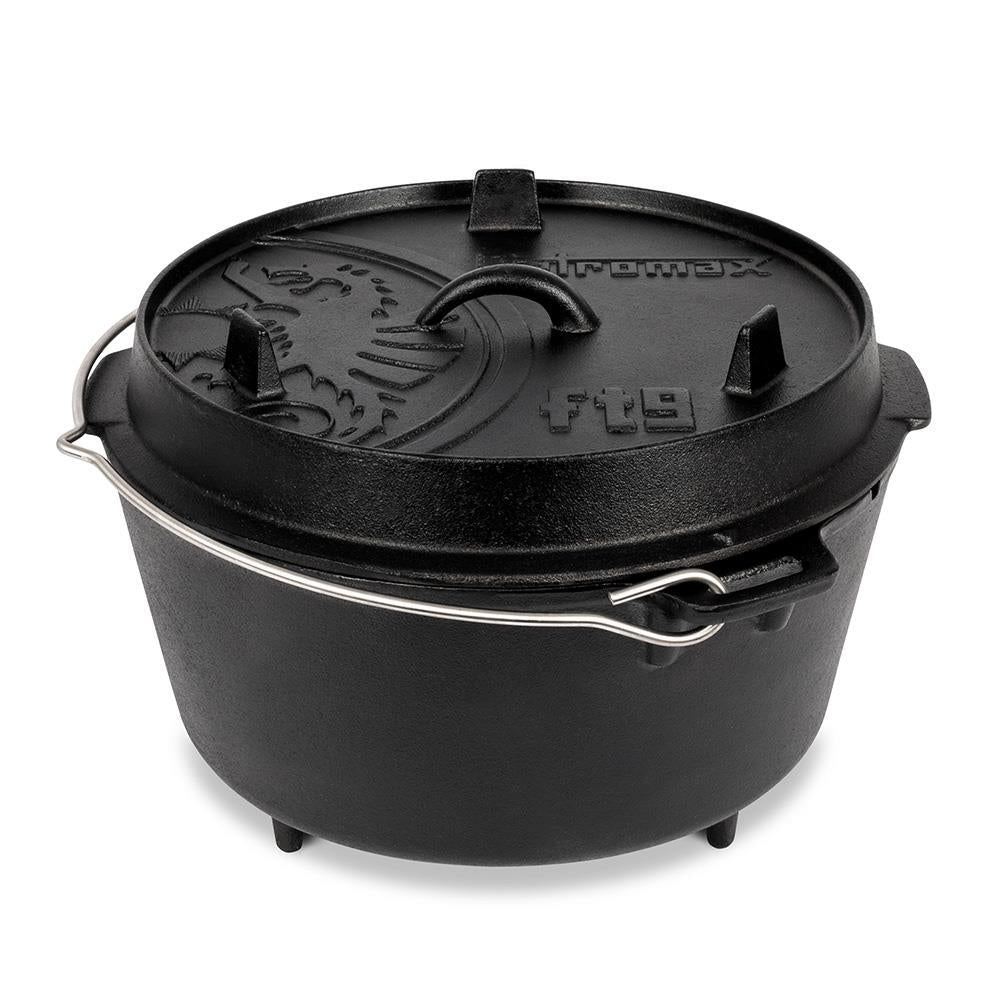Petromax Feuertopf ft9 Dutch Oven 7,5 l Gusseisen, Deckel als Pfanne nutzbar, für 814 Personen, perfekt für Outdoor-Kochen, Camping, Lagerfeuer und BBQ