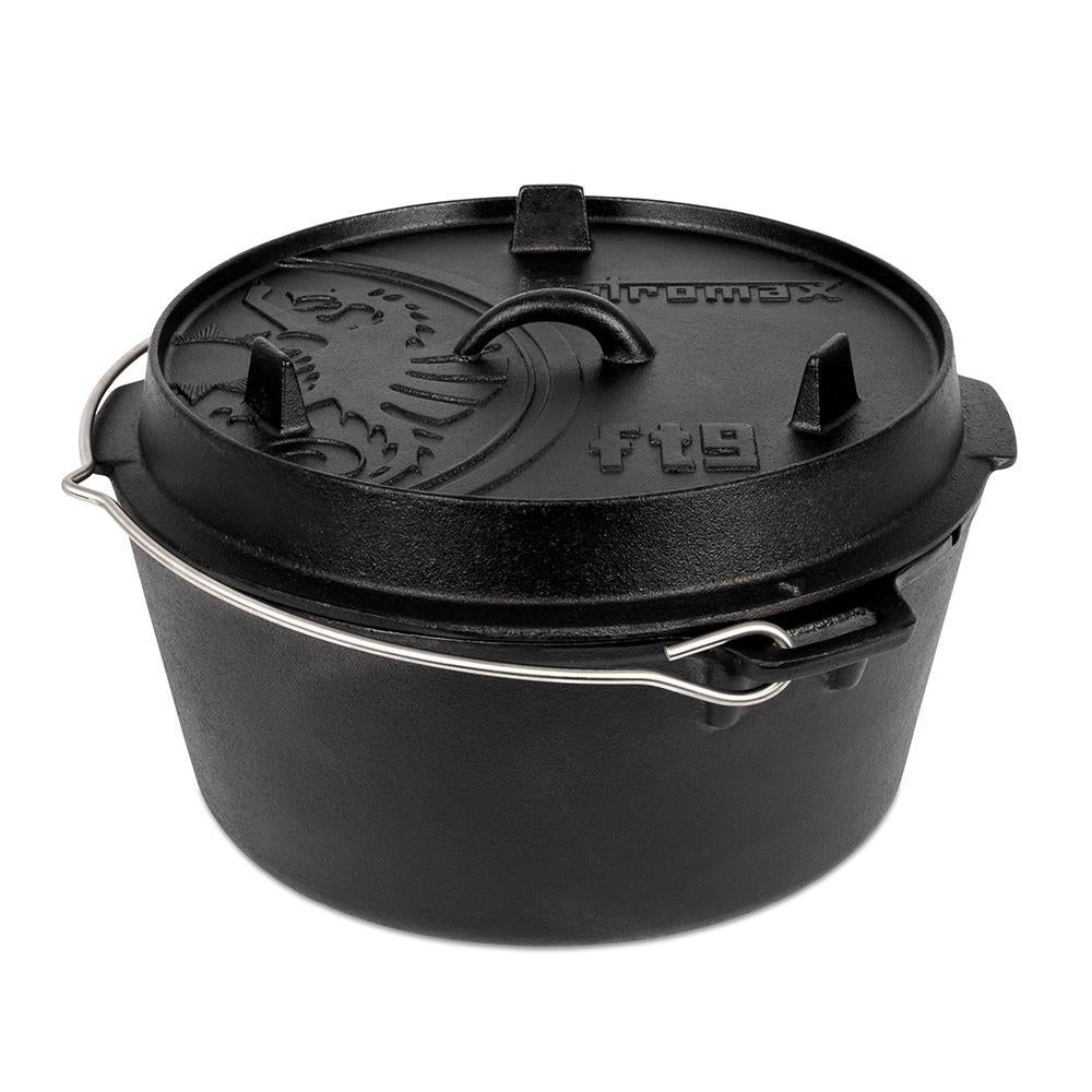 Petromax Feuertopf ft9 ohne Füße  8 l Gusseisen Dutch Oven für 814 Personen, ideal für Outdoor-Kochen und Backofen, Deckel als Pfanne nutzbar