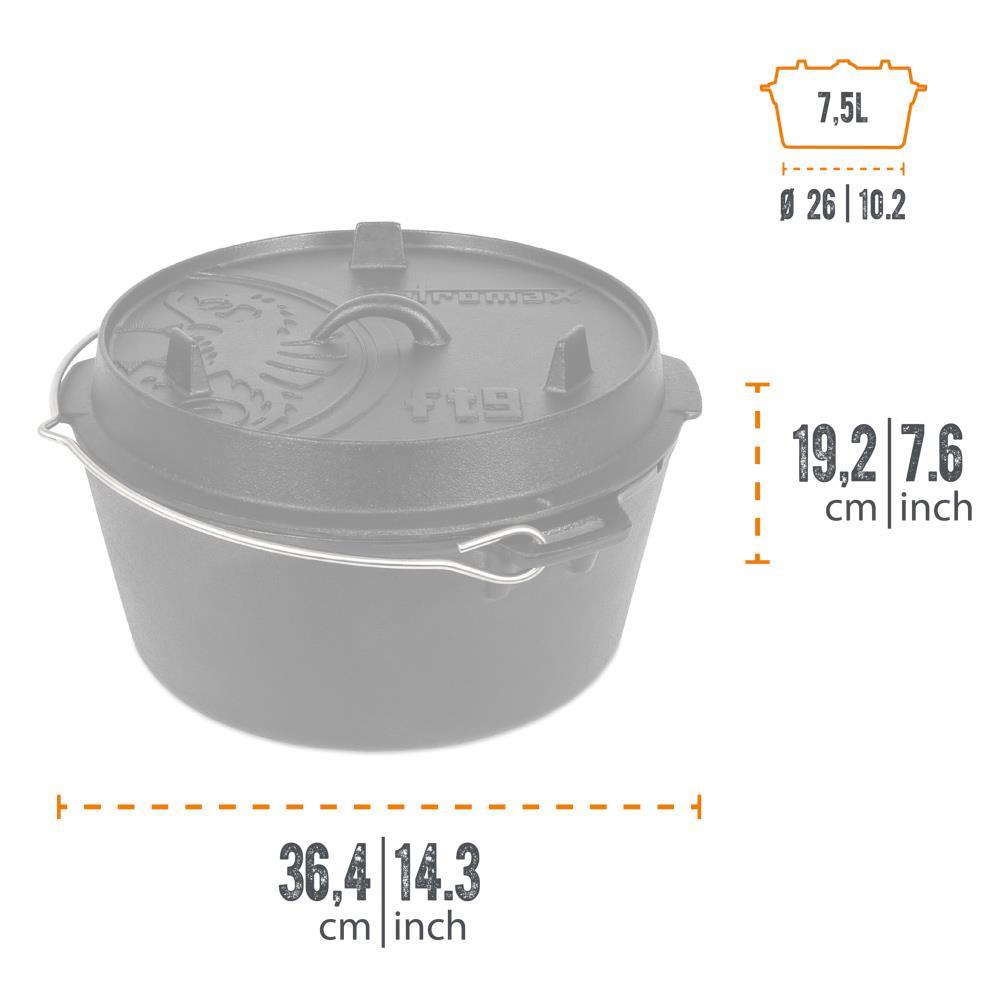 Petromax Feuertopf ft9 ohne Füße  8 l Gusseisen Dutch Oven für 814 Personen, ideal für Outdoor-Kochen und Backofen, Deckel als Pfanne nutzbar