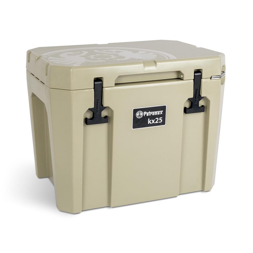 Petromax Passiv-Kühlbox kx25 Sand, 25 l, hält Eis bis zu 12 Tage gekühlt, robustes PE-Gehäuse, doppelwandige PU-Isolierung, ideal für Camping und Angeln